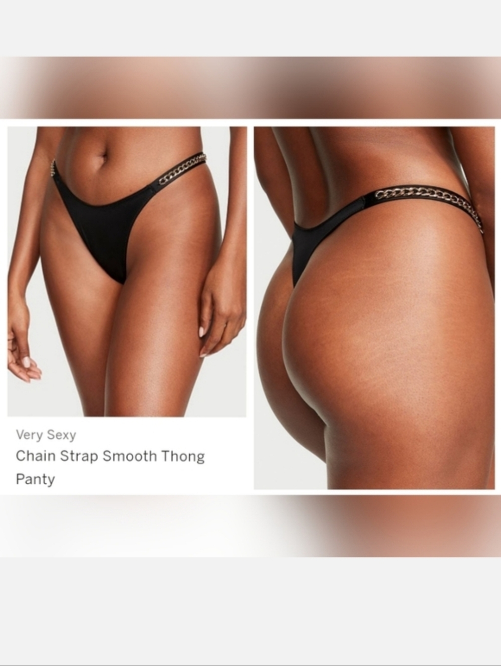Victoria's secret very sexy chain strap smooth thong panty BLACK MEFDIUM